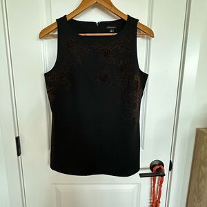 Ann Taylor Black Tank Top with Brown Accents